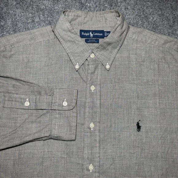 Polo Ralph Lauren Other - VTG Polo Ralph Lauren Blake Long Sleeve Button Down Shirt Glen Check Men XL Gray